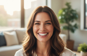 Smiling patient wears