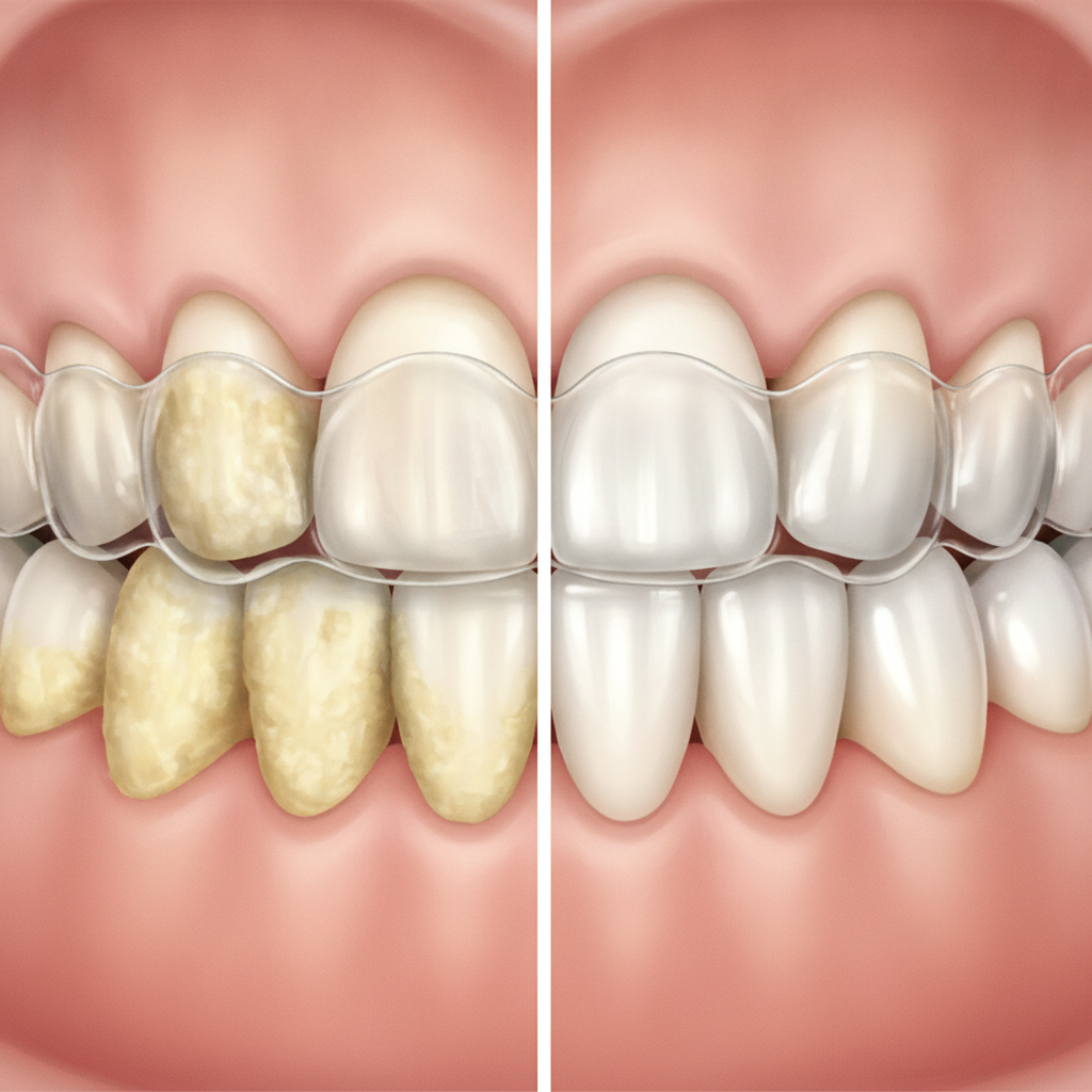 Illustration compares plaque-